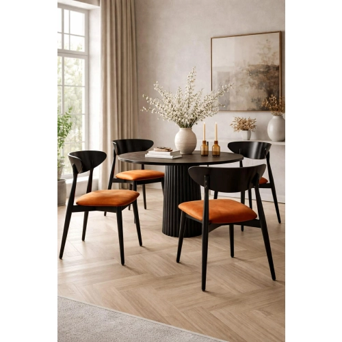 Krzesło KR-17 Kolor Żółty Kolor Drewna Czarny